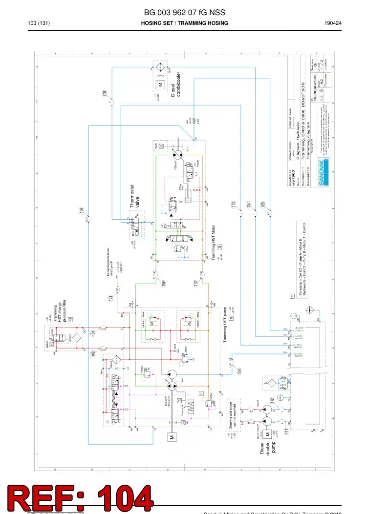 BG00286599b BG 002 865 99b Hose Assembly, Hydraulic - Sandvik Technical Drawing