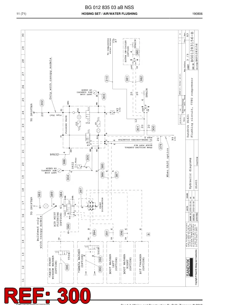 BG00286618b BG 002 866 18b Hose Assembly, Hydraulic - Sandvik Technical Drawing