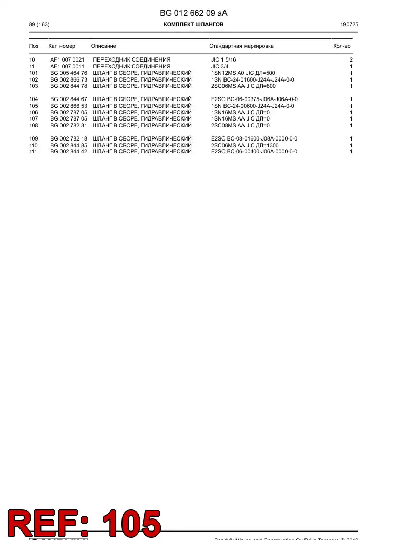 BG00286653a BG 002 866 53a Hose Assembly, Hydraulic - Sandvik Technical Drawing
