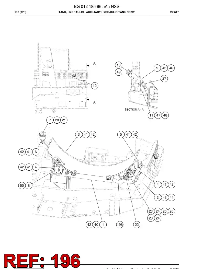 BG00286654a BG 002 866 54a Hose Assembly, Hydraulic - Sandvik Technical Drawing