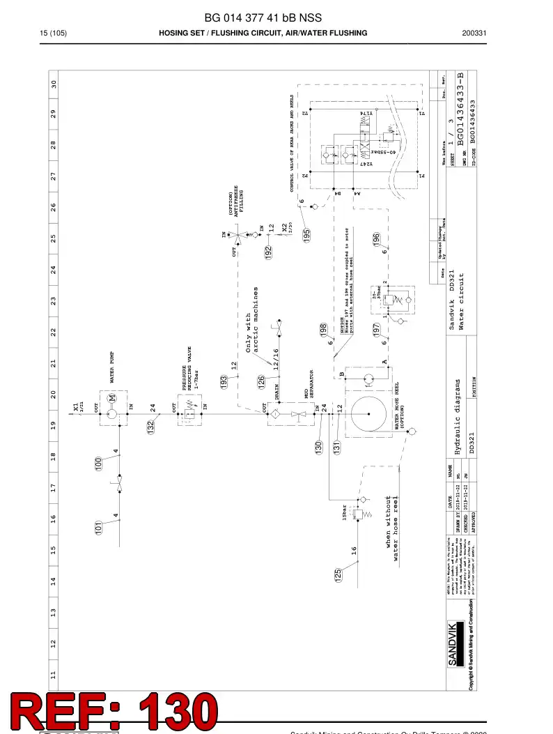BG00286655a BG 002 866 55a Hose Assembly, Hydraulic - Sandvik Technical Drawing
