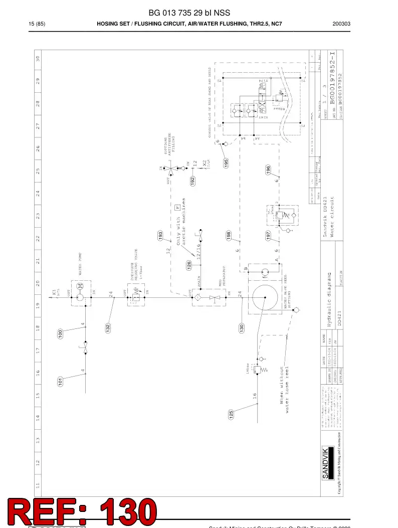 BG00286667b BG 002 866 67b Hose Assembly, Hydraulic - Sandvik Technical Drawing