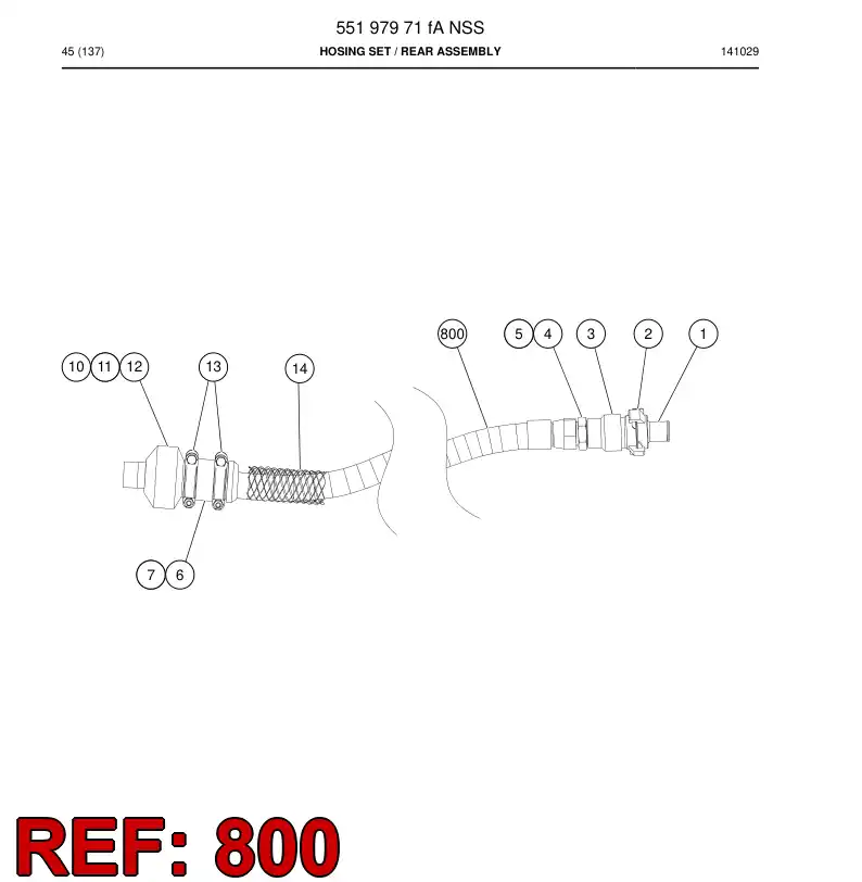 BG00286669a BG 002 866 69a Hose Assembly, Hydraulic - Sandvik Technical Drawing