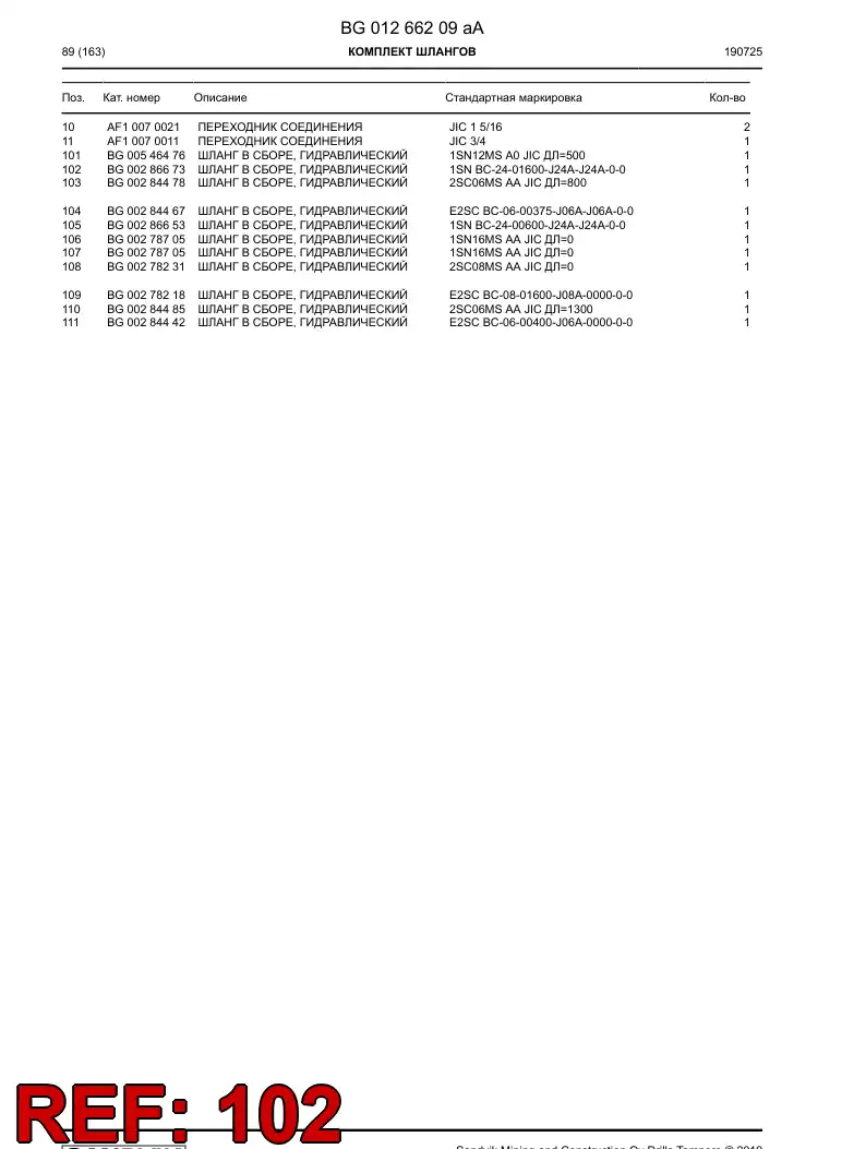BG00286673b BG 002 866 73b Hose Assembly, Hydraulic - Sandvik Technical Drawing