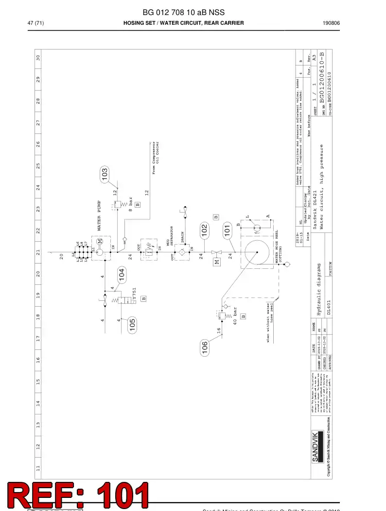 BG00286682b BG 002 866 82b Hose Assembly, Hydraulic - Sandvik Technical Drawing