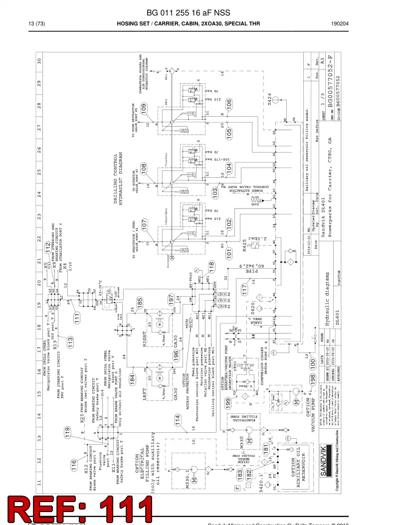 BG00286687b BG 002 866 87b Hose Assembly, Hydraulic - Sandvik Technical Drawing