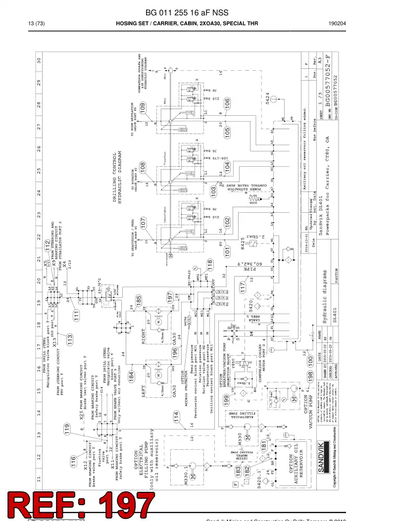 BG00286702a BG 002 867 02a Hose Assembly, Hydraulic - Sandvik Technical Drawing