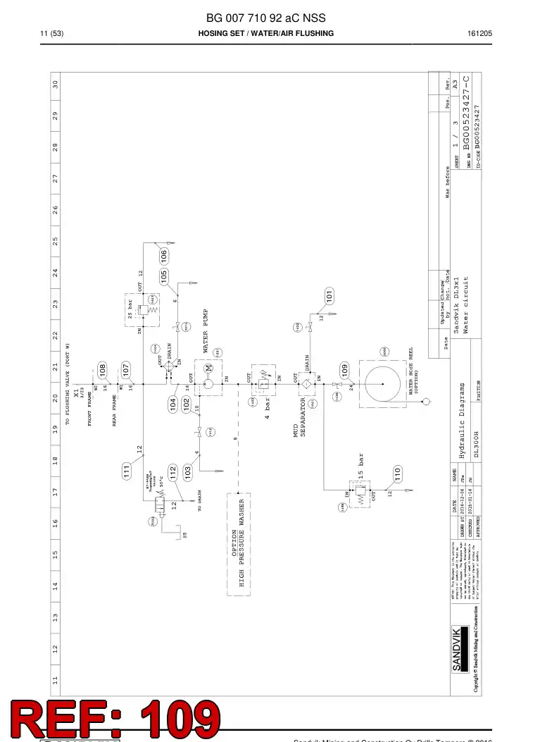 BG00286704a BG 002 867 04a Hose Assembly, Hydraulic - Sandvik Technical Drawing