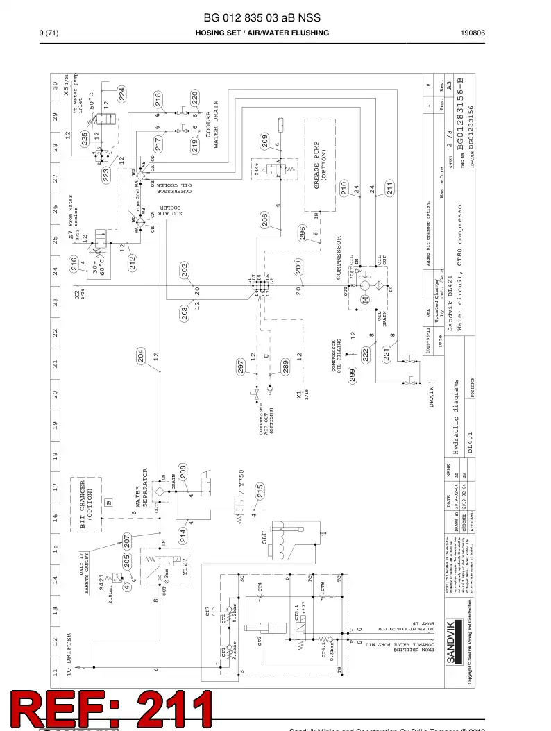 BG00286730b BG 002 867 30b Hose Assembly, Hydraulic - Sandvik Technical Drawing