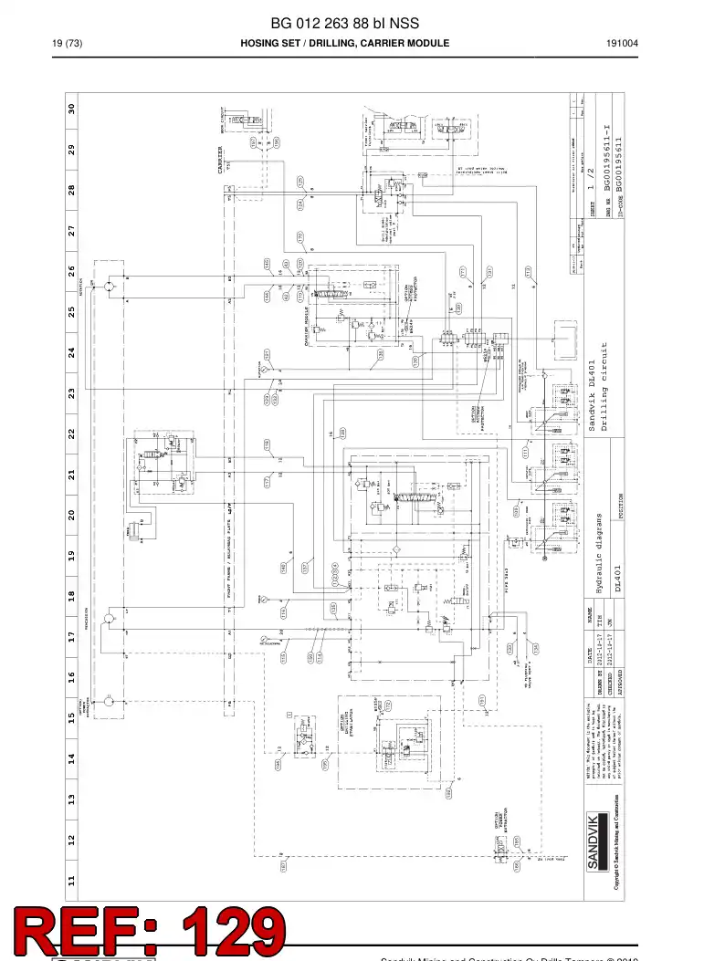 BG00286735b BG 002 867 35b Hose Assembly, Hydraulic - Sandvik Technical Drawing