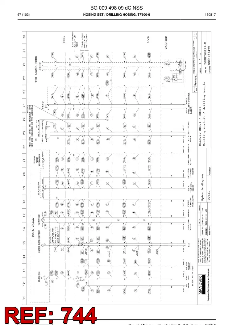 BG00286816b BG 002 868 16b Hose Assembly, Hydraulic - Sandvik Technical Drawing