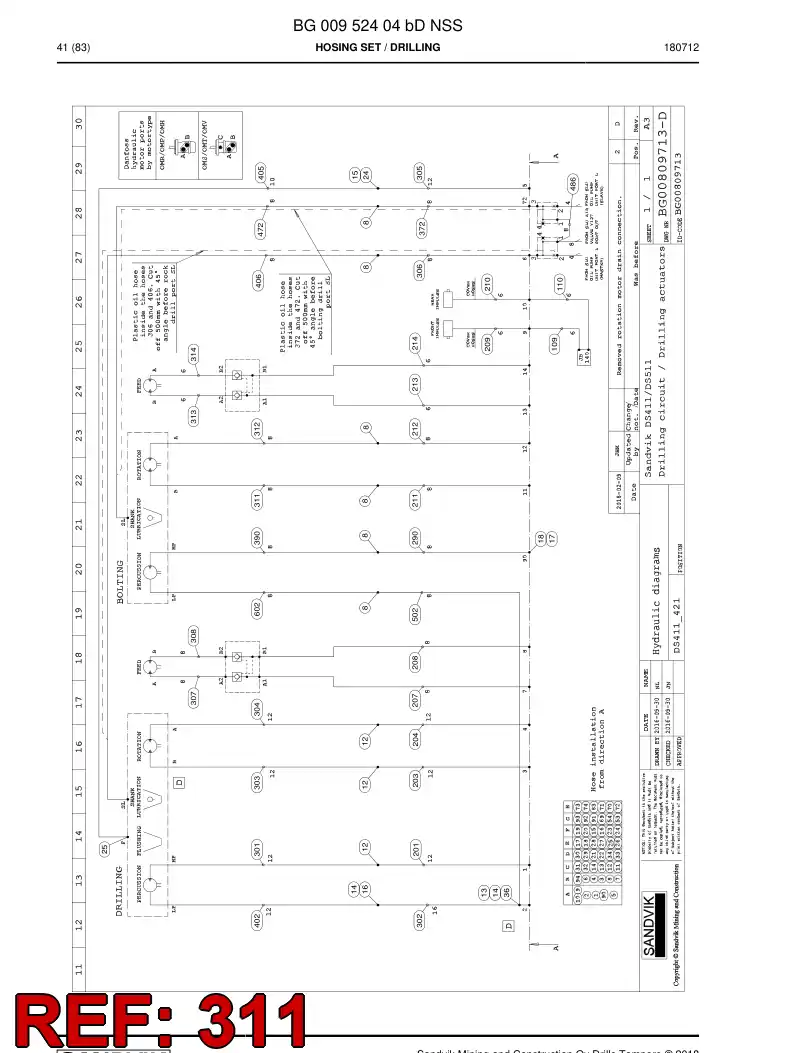 BG00286839b BG 002 868 39b Hose Assembly, Hydraulic - Sandvik Technical Drawing