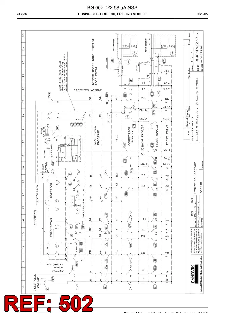 BG00287010a BG 002 870 10a Hose Assembly, Hydraulic - Sandvik Technical Drawing