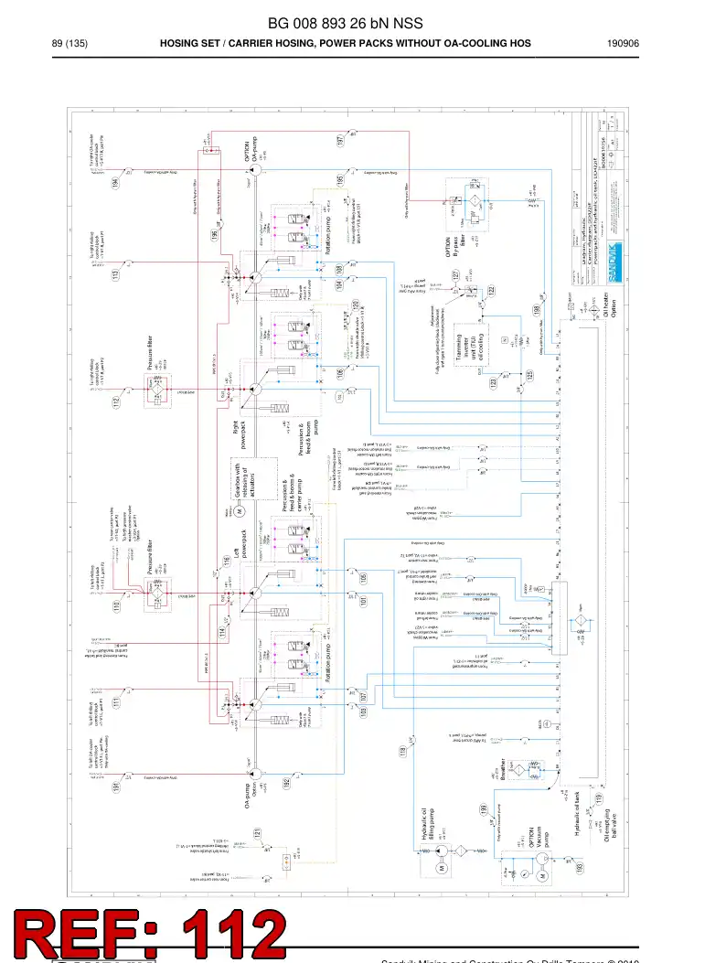 BG00287044a BG 002 870 44a Hose Assembly, Hydraulic - Sandvik Technical Drawing