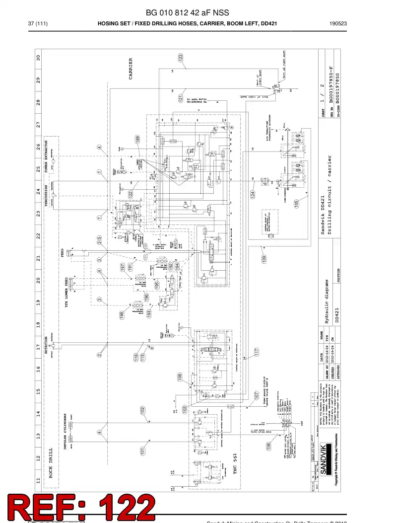 BG00287050b BG 002 870 50b Hose Assembly, Hydraulic - Sandvik Technical Drawing