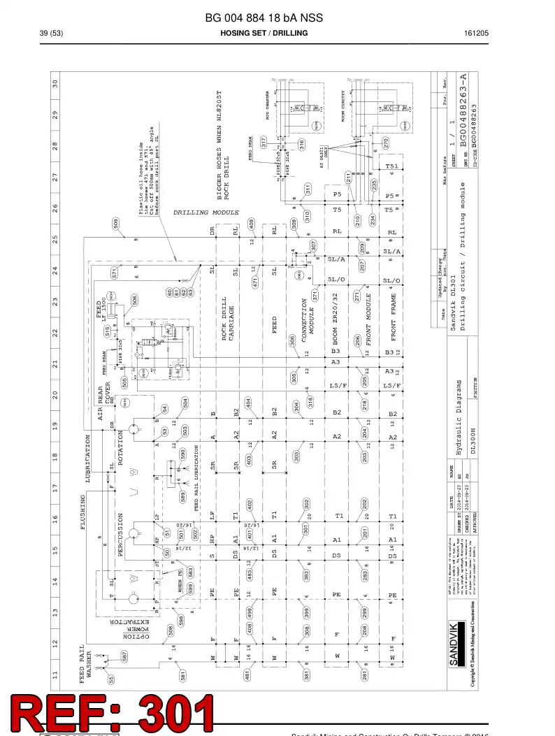 BG00287070a BG 002 870 70a Hose Assembly, Hydraulic - Sandvik Technical Drawing