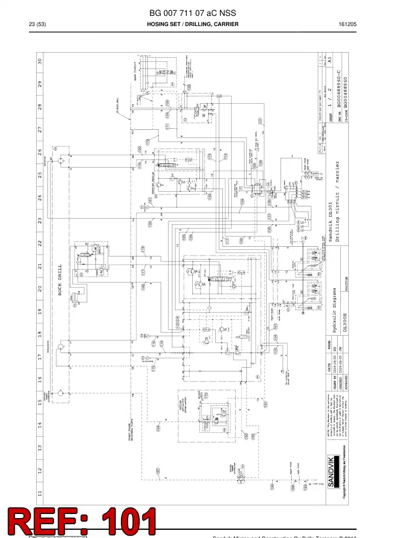 BG00287098a BG 002 870 98a Hose Assembly, Hydraulic - Sandvik Technical Drawing