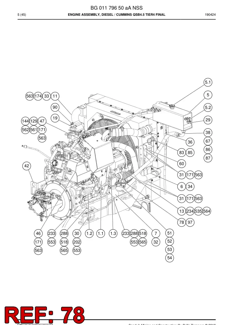 BG00287257a BG 002 872 57a Adapter, Hydraulic - Sandvik Technical Drawing