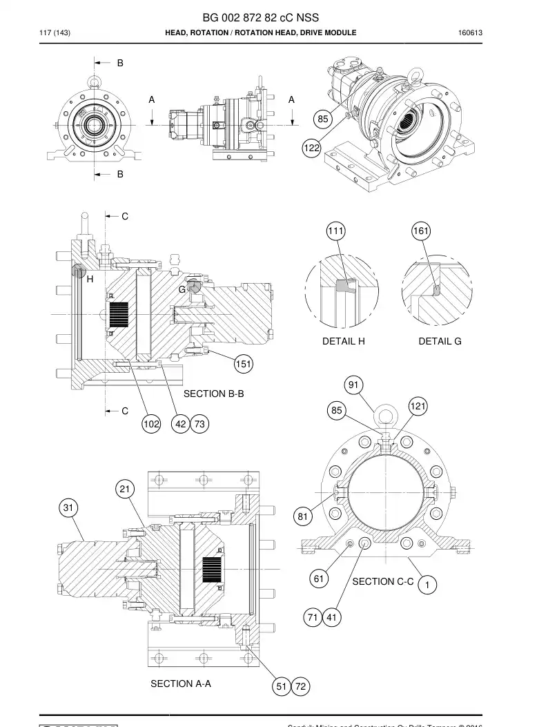 BG00287282c BG 002 872 82c Head, Rotation - Sandvik Technical Drawing