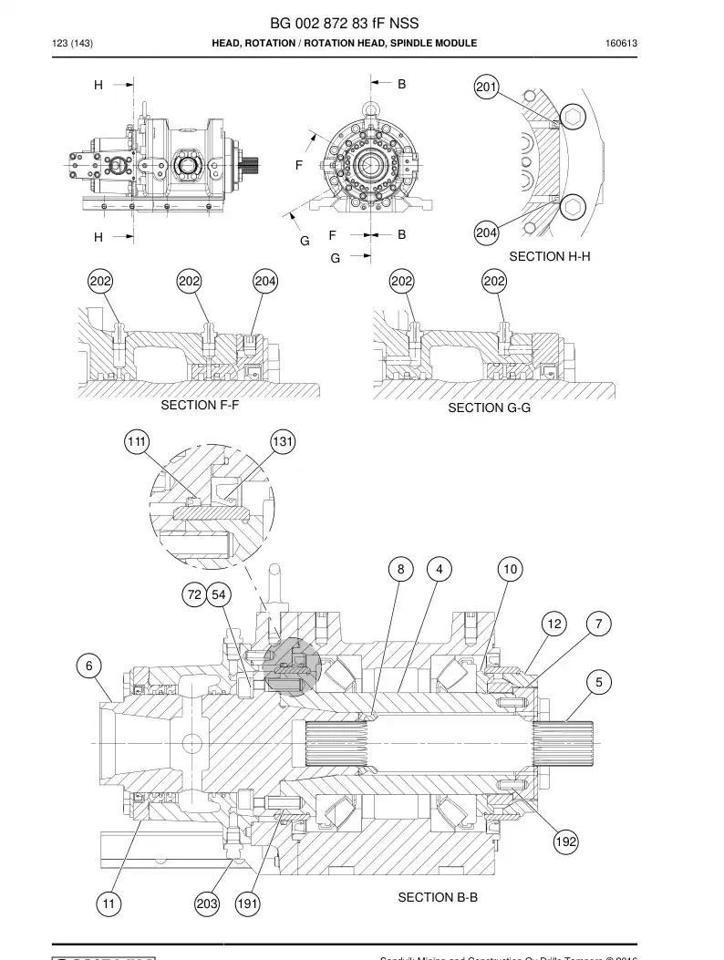 BG00287283g BG 002 872 83g Head, Rotation - Sandvik Technical Drawing