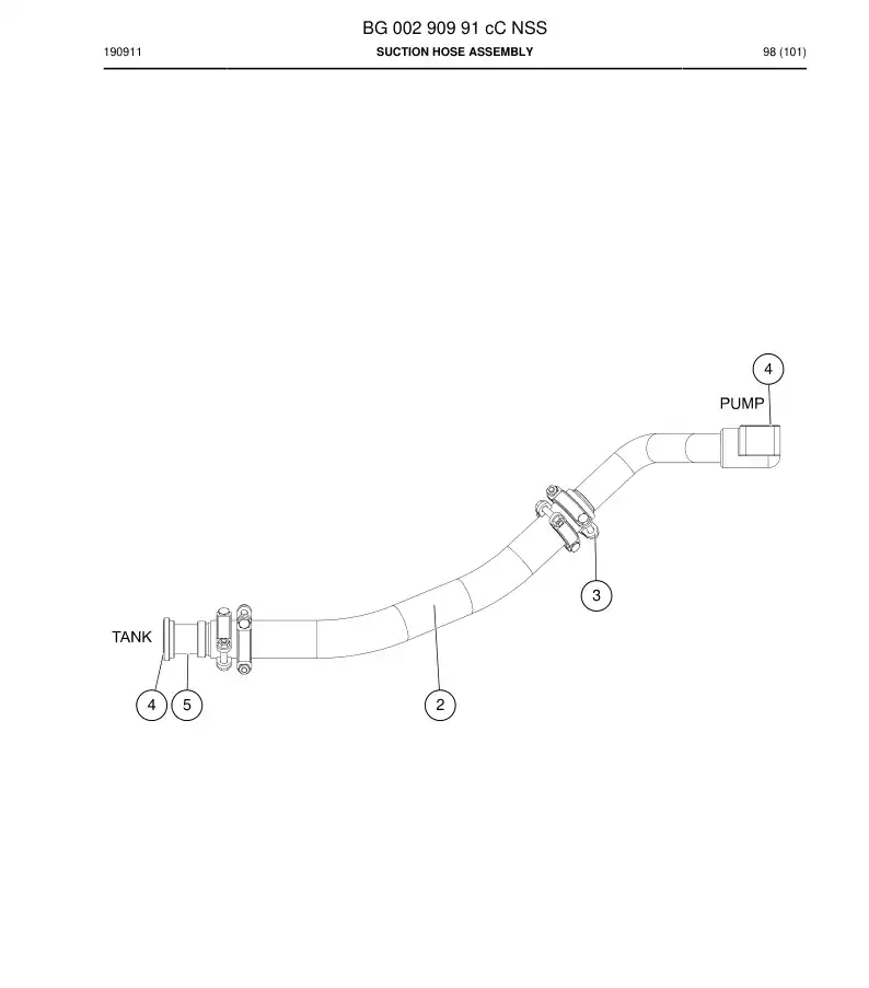 BG00290991c BG 002 909 91c Suction hose assembly - Sandvik Technical Drawing