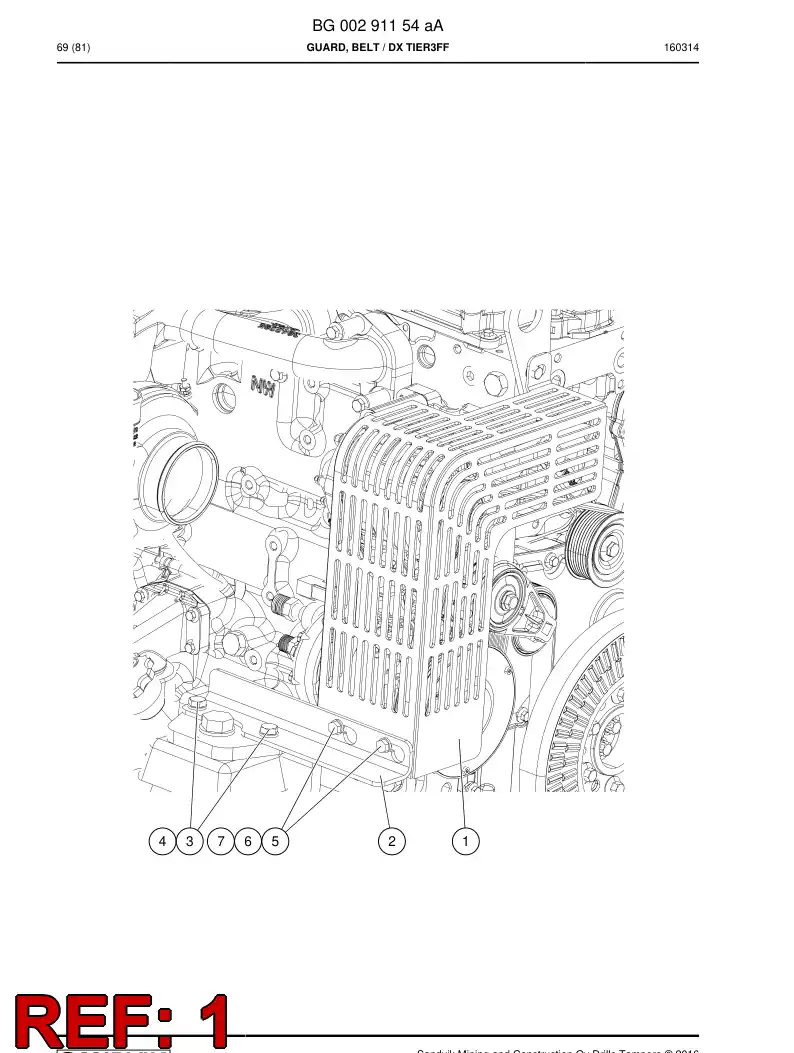 BG00291158a BG 002 911 58a Guard, Belt - Sandvik Technical Drawing