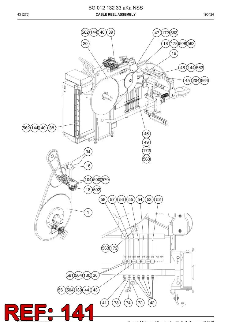 BG00291444d BG 002 914 44d Harness, Wiring - Sandvik Technical Drawing