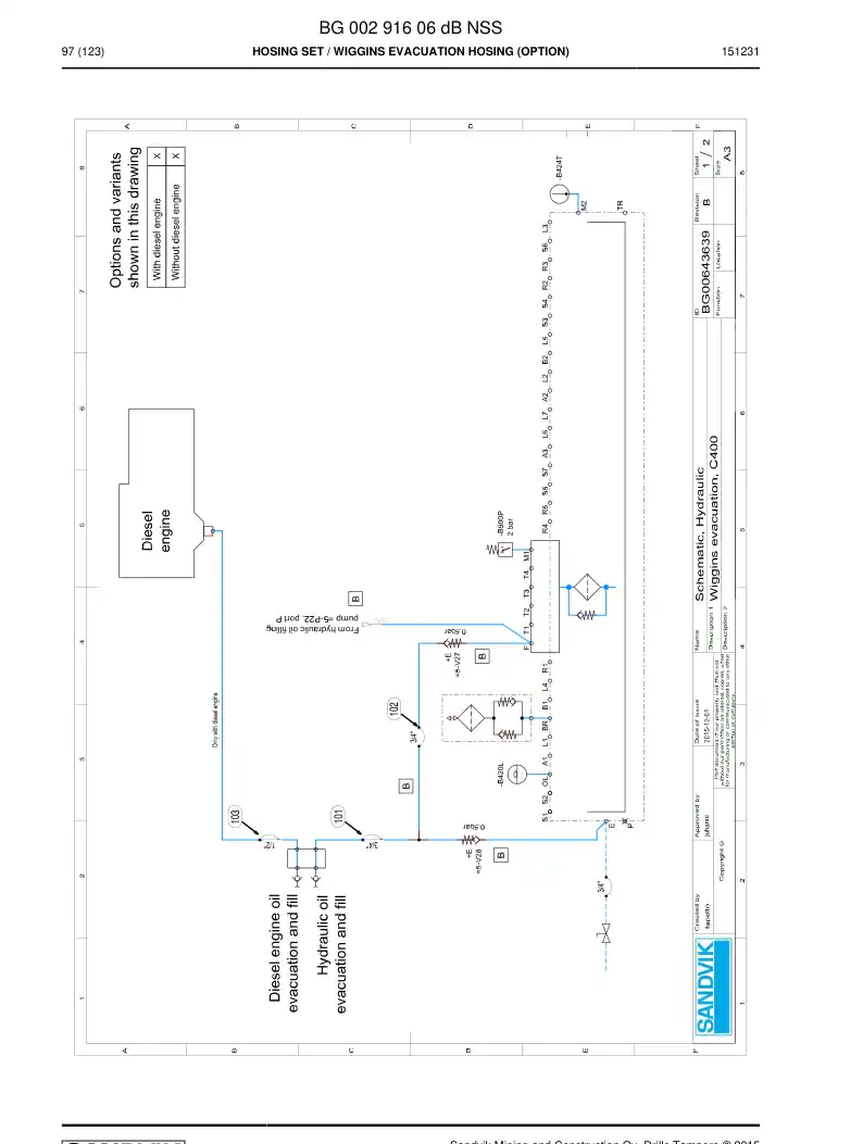 BG00291606d BG 002 916 06d Hosing Set - Sandvik Technical Drawing