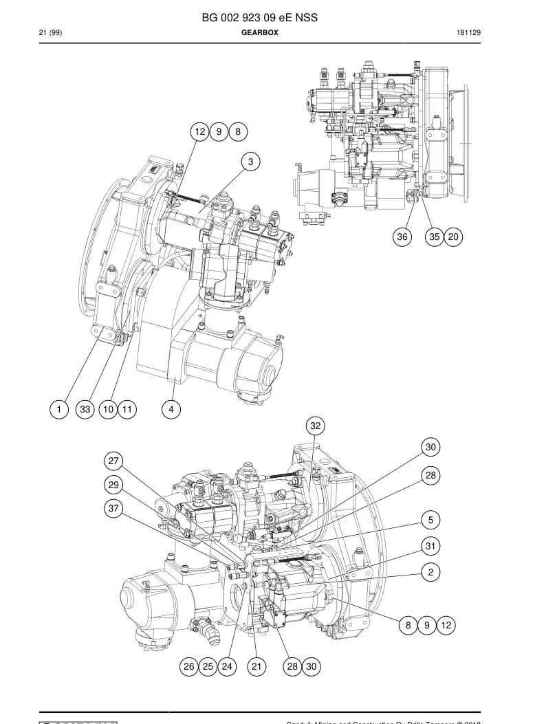 BG00292309e BG 002 923 09e Gearbox - Sandvik Technical Drawing