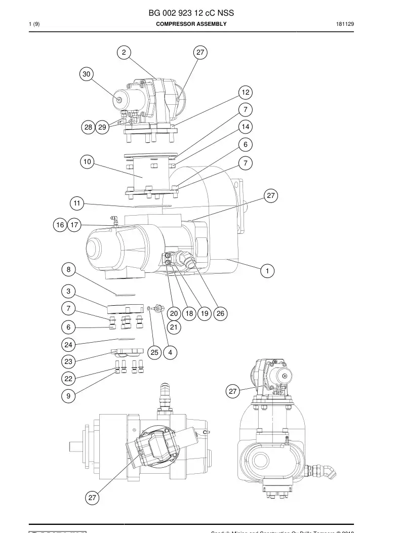 BG00292312c BG 002 923 12c Compressor Assembly - Sandvik Technical Drawing