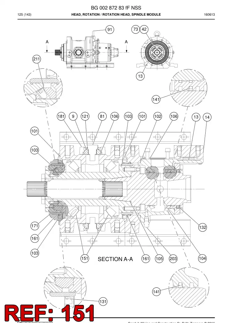 BG00292395a BG 002 923 95a Bearing, Roller, Thrust - Sandvik Technical Drawing