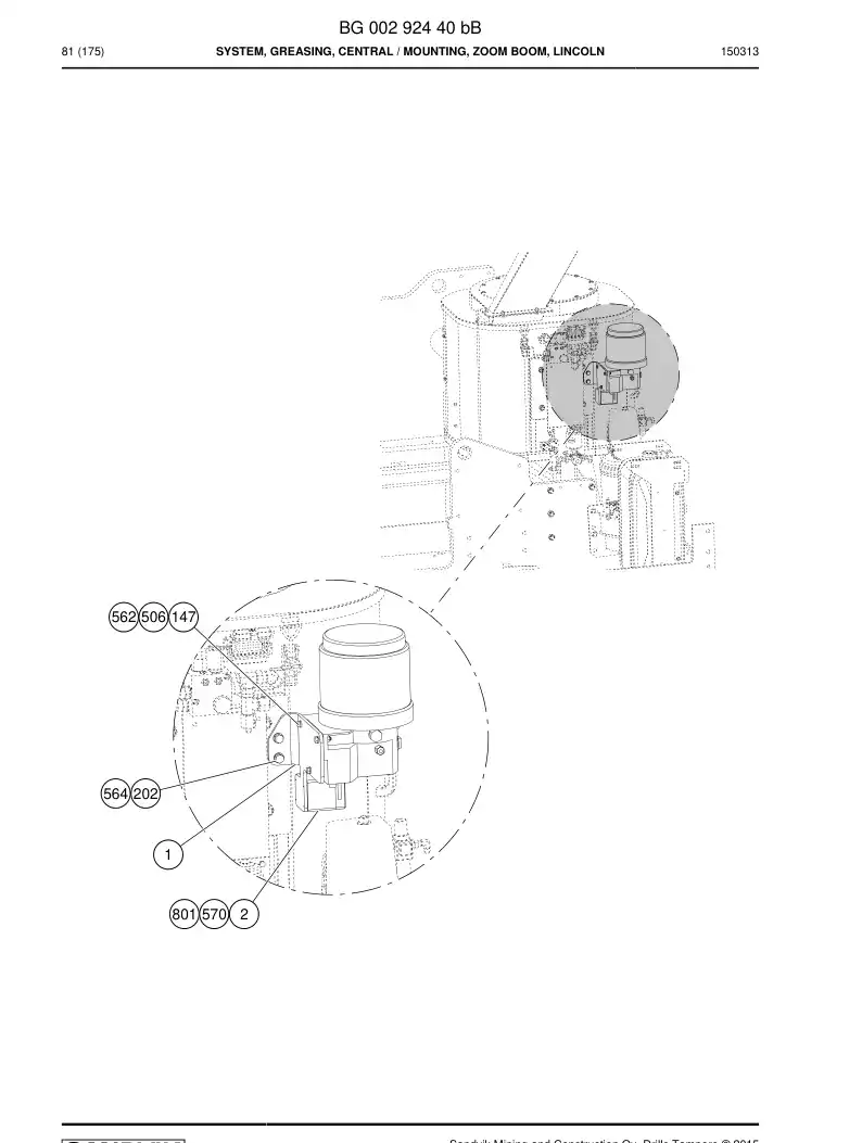 BG00292440b BG 002 924 40b System, Greasing, Central - Sandvik Technical Drawing
