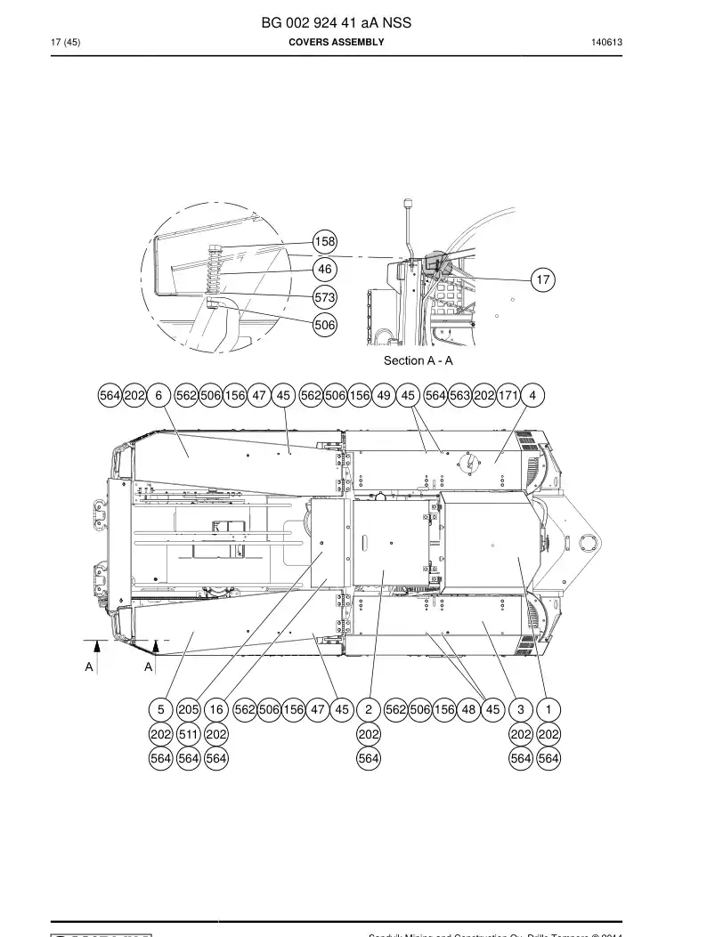 BG00292441a BG 002 924 41a Covers Assembly - Sandvik Technical Drawing