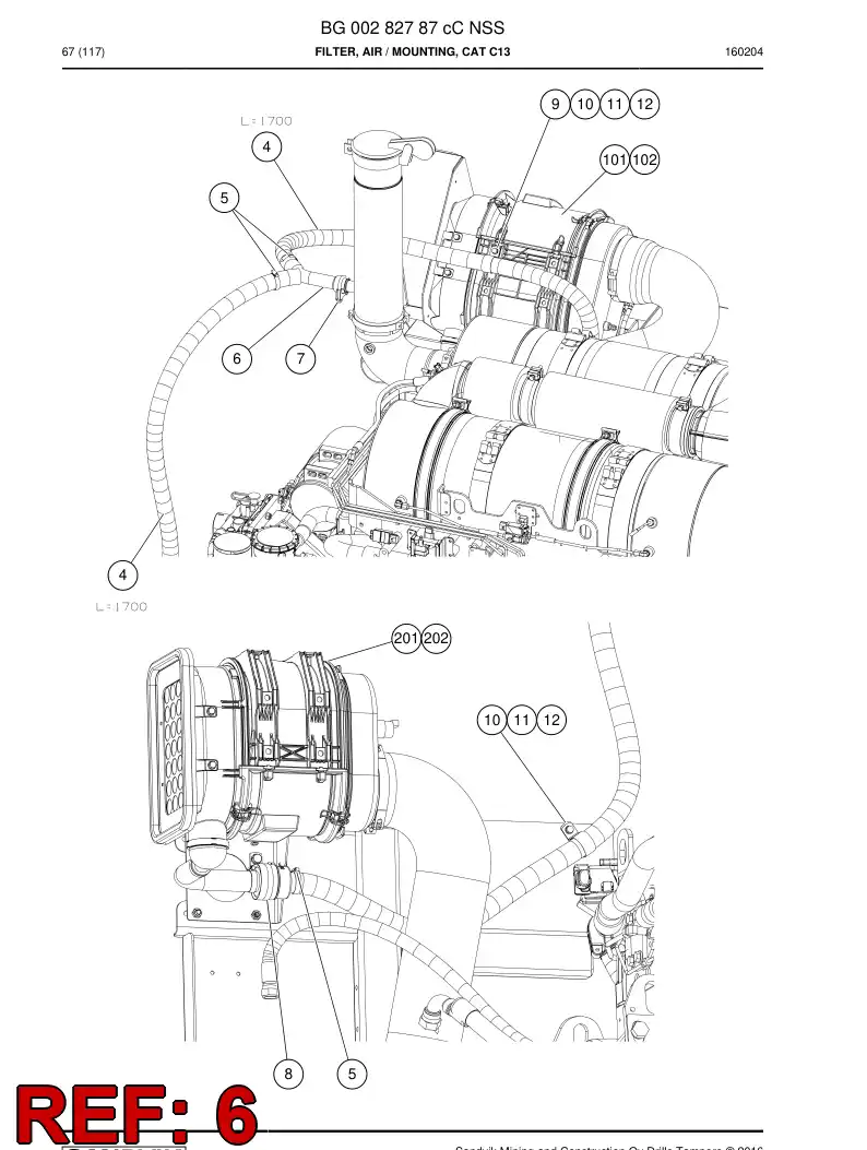 BG00292803a BG 002 928 03a Pipe, Suction - Sandvik Technical Drawing