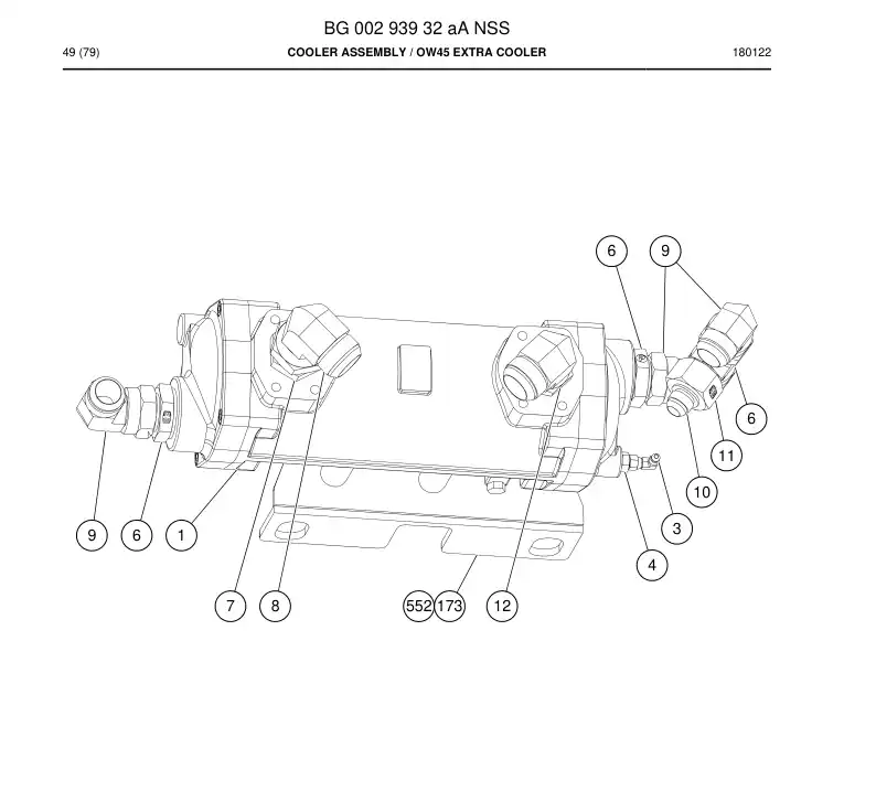 BG00293932a BG 002 939 32a Cooler Assembly - Sandvik Technical Drawing