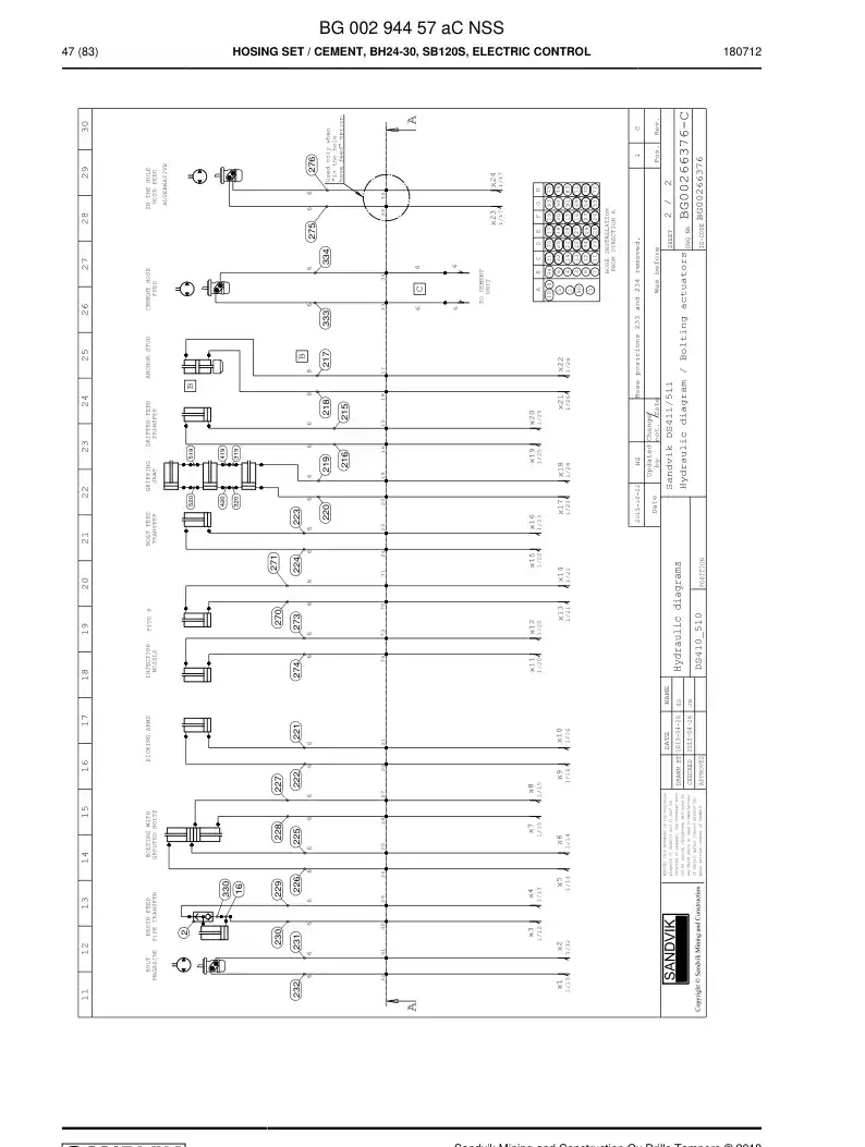 BG00294457a BG 002 944 57a Hosing Set - Sandvik Technical Drawing