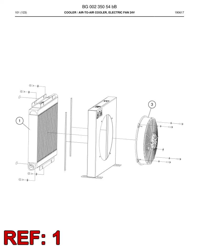 BG00296143a BG 002 961 43a Element, Cooler - Sandvik Technical Drawing