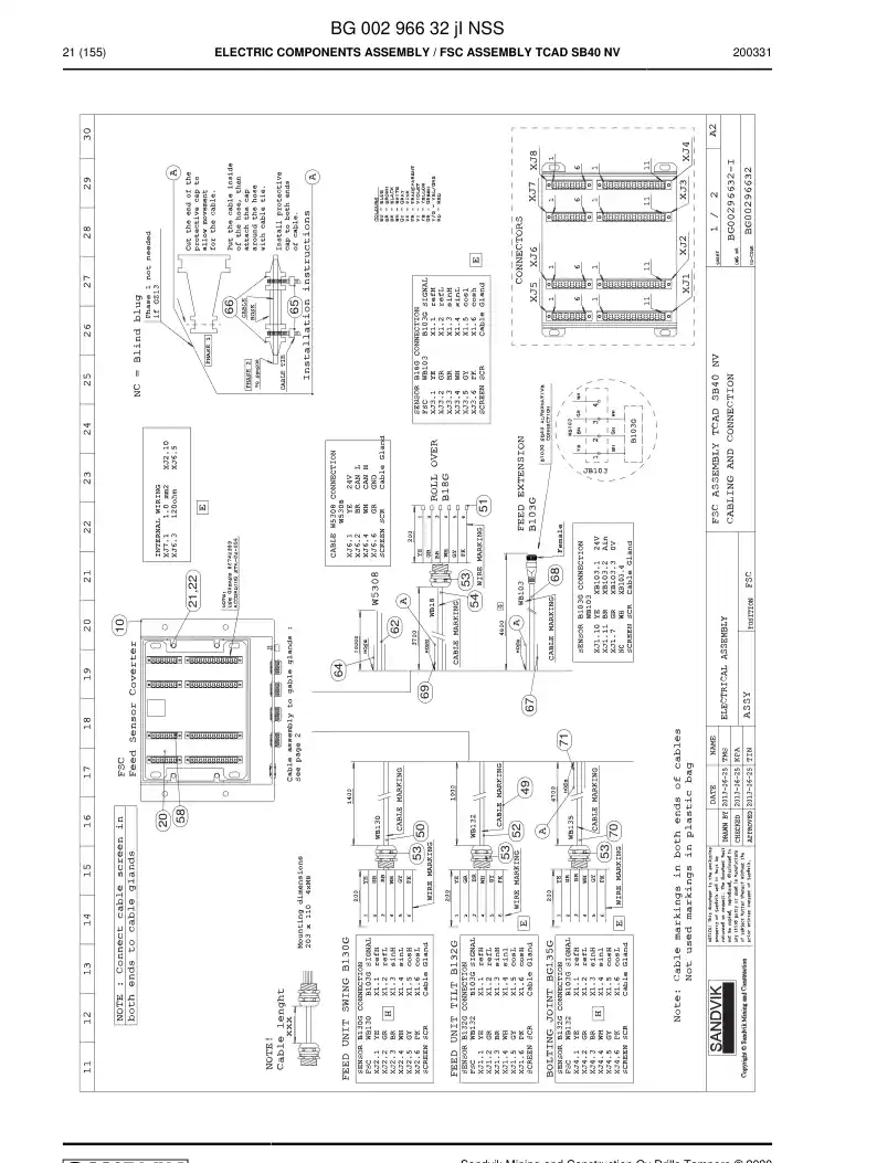 BG00296632j BG 002 966 32j Electric Components Assembly - Sandvik Technical Drawing
