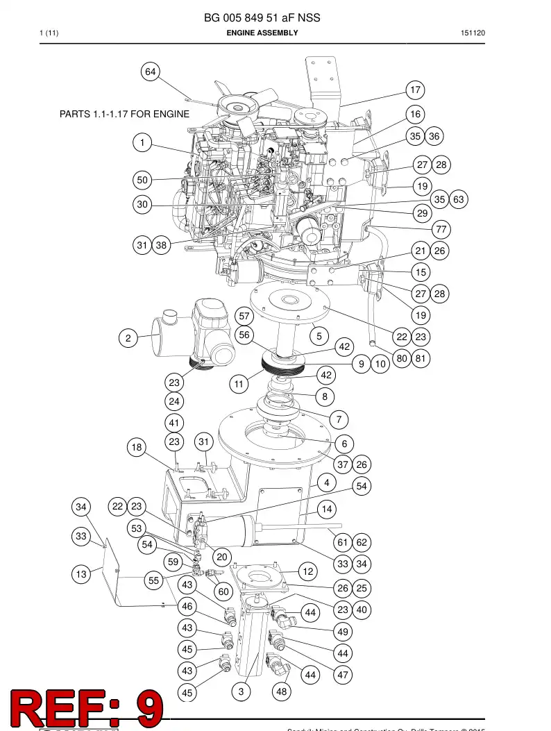 BG00296843b BG 002 968 43b Pulley, V Belt - Sandvik Technical Drawing