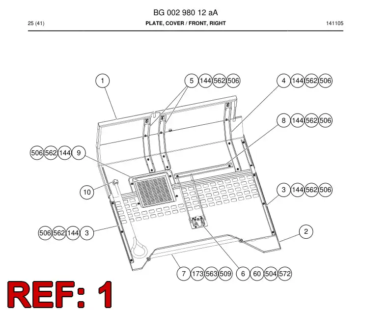 BG00298013a BG 002 980 13a Plate, Cover - Sandvik Technical Drawing
