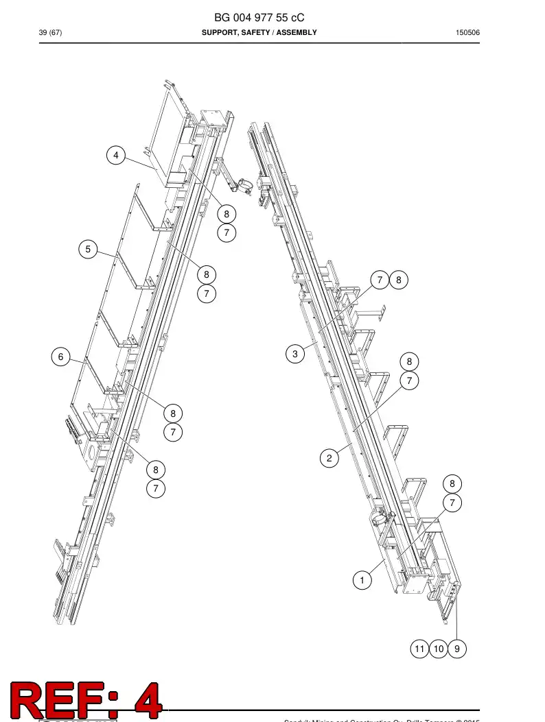 BG00298195b BG 002 981 95b Guard, Safety - Sandvik Technical Drawing