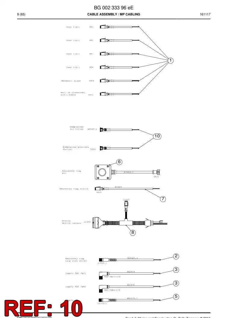 BG00298255a BG 002 982 55a Cable Assembly - Sandvik Technical Drawing