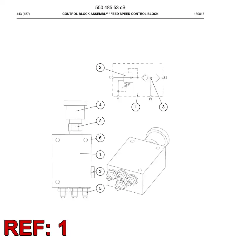 BG00298393a BG 002 983 93a Block, Manifold - Sandvik Technical Drawing