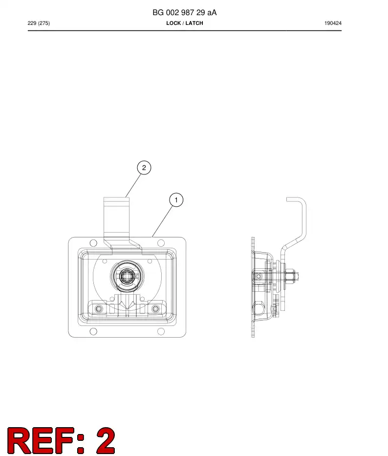 BG00298769a BG 002 987 69a Latch - Sandvik Technical Drawing
