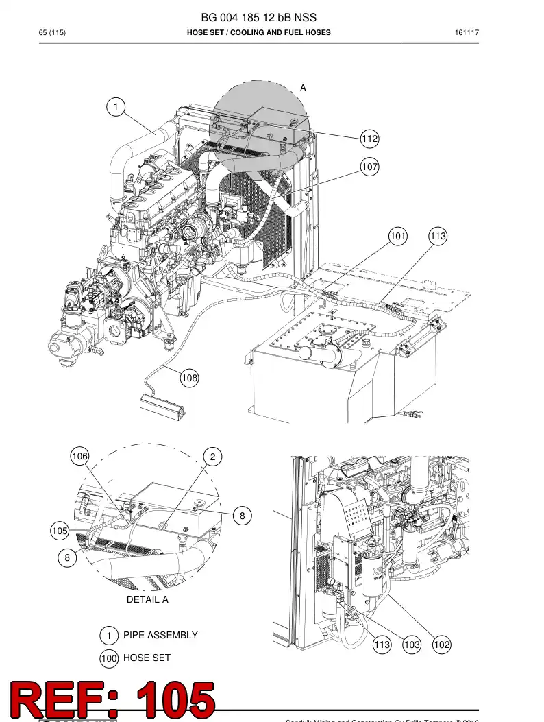 BG00300260a BG 003 002 60a Hose Assembly, Hydraulic - Sandvik Technical Drawing