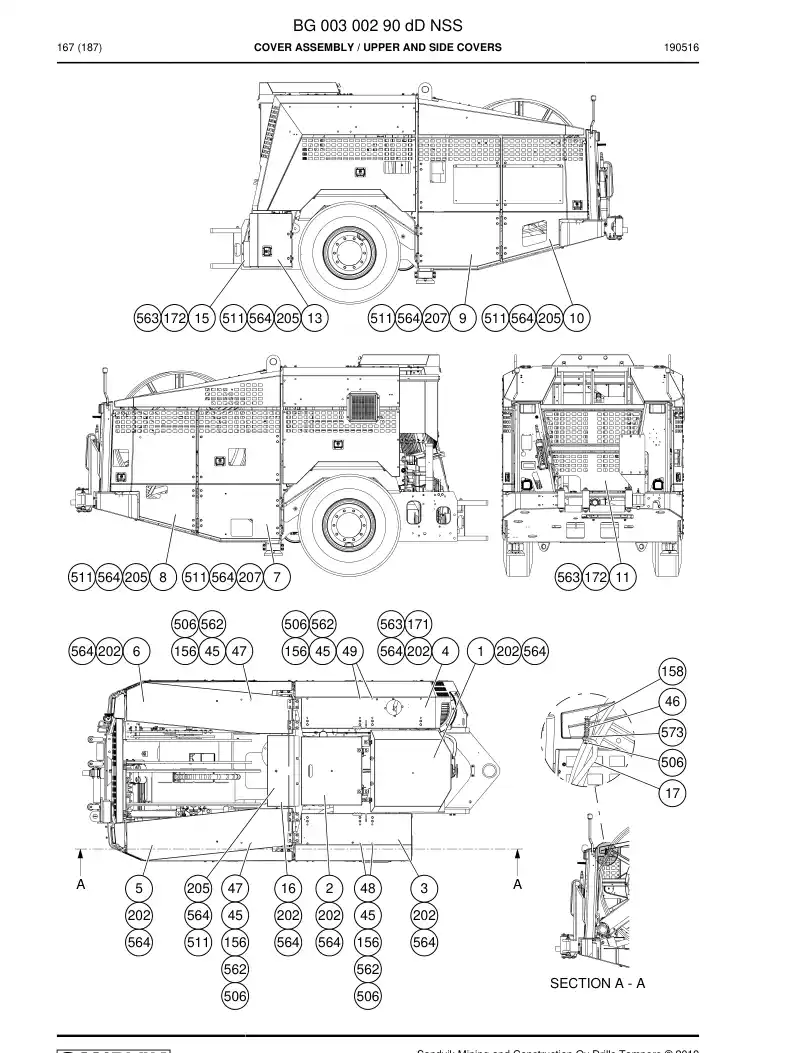 BG00300290d BG 003 002 90d ASSEMBLY DA COVER - Sandvik Technical Drawing