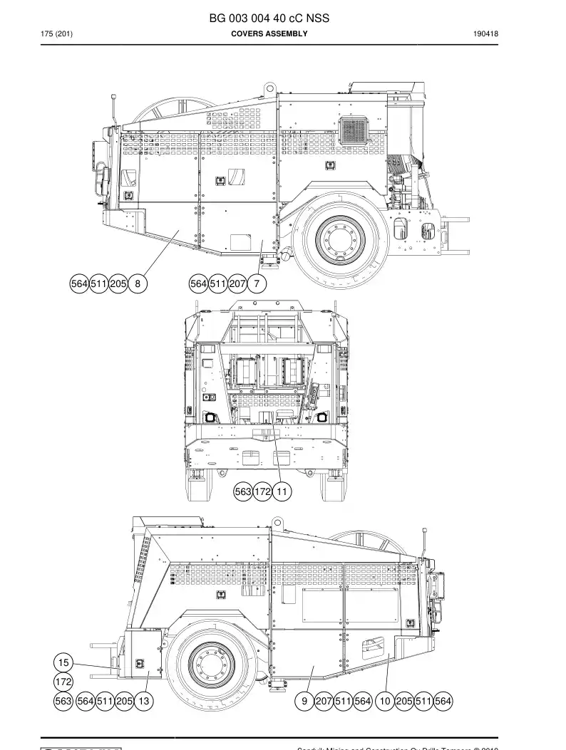 BG00300440c BG 003 004 40c Covers Assembly - Sandvik Technical Drawing