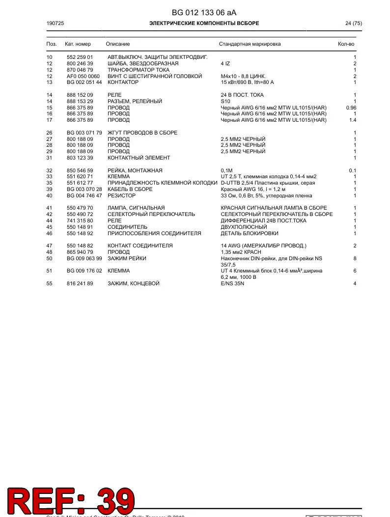 BG00307028a BG 003 070 28a Cable Assembly - Sandvik Technical Drawing