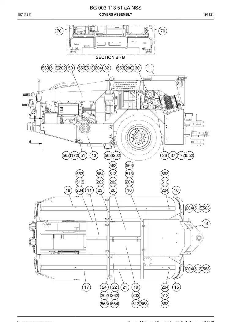BG00311351a BG 003 113 51a Covers Assembly - Sandvik Technical Drawing