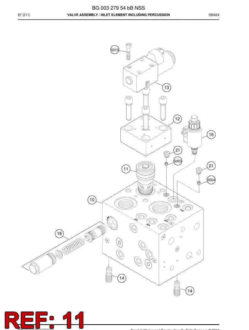 BG00311553a BG 003 115 53a Valve, Poppet, Directional - Sandvik Technical Drawing